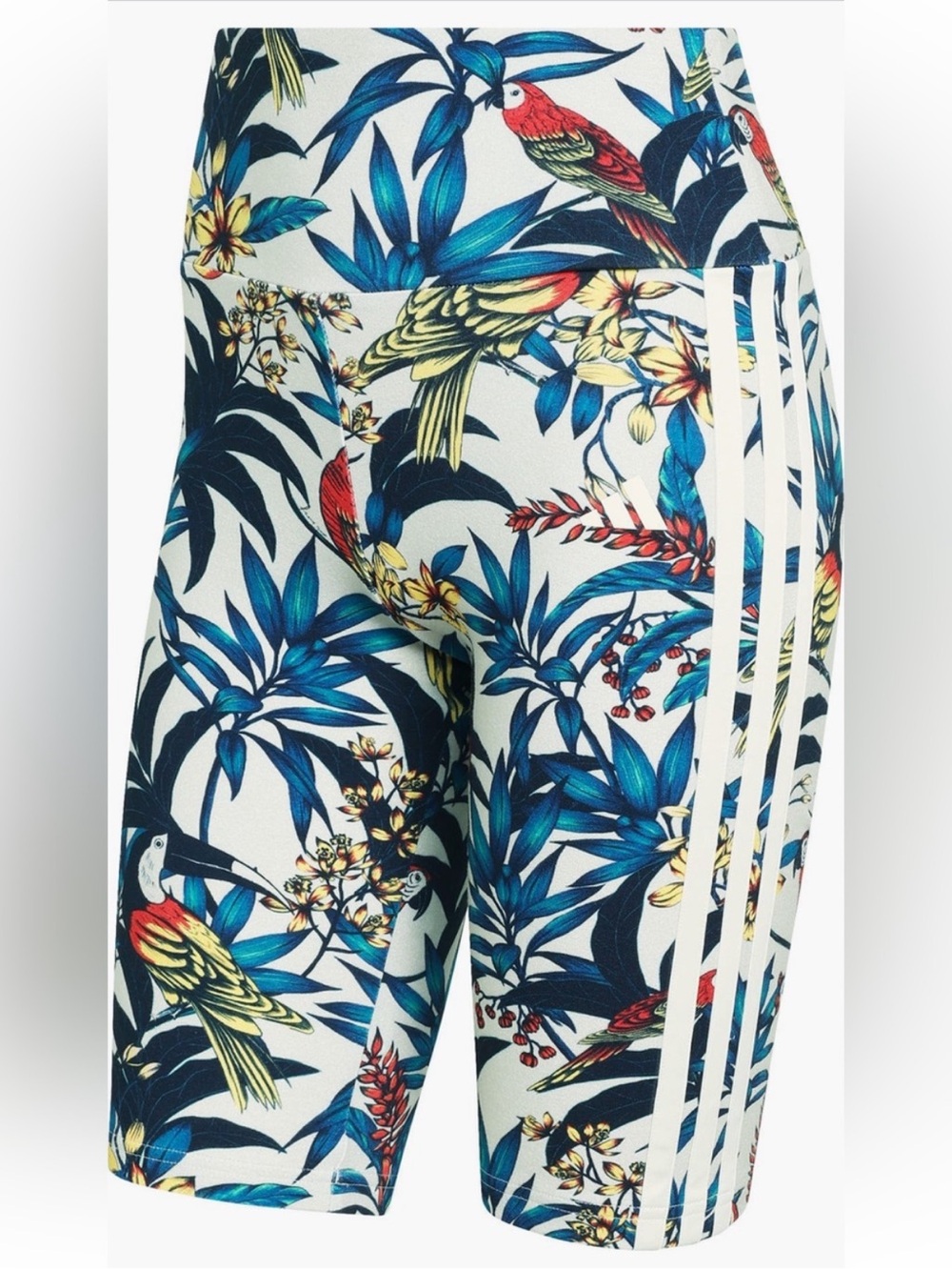 FARM RIO x Adidas NWT Women's Tropical Print Bike Shorts - Blue Floral XS